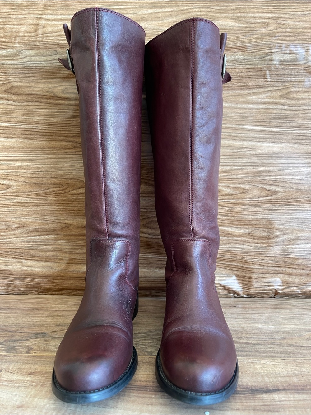 Pre-owned Steve Madden Over-the-Knee Leather Boots in Burgundy size 9.5M